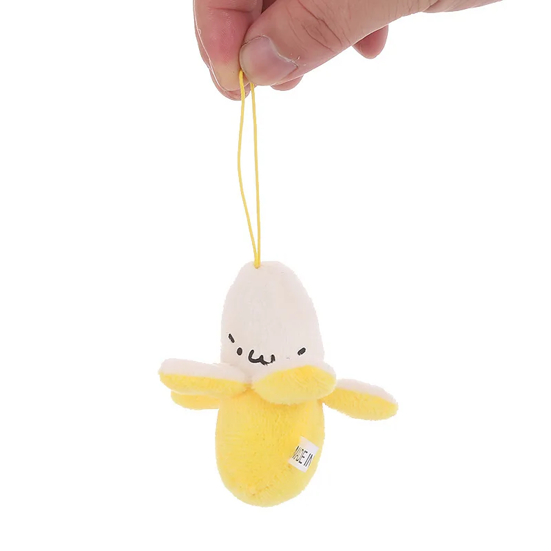 8CM Cute Cartoon Fluffy Fur Tiny Banana Keychain For Women Novelty Plush Friut Key Chain On Bag Jewelry Wedding Party Toys Gift