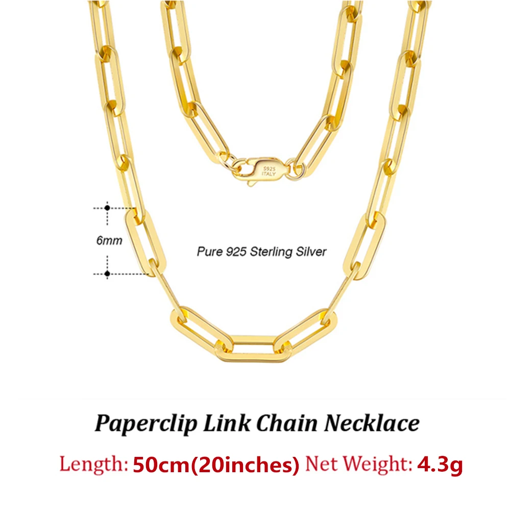 ORSA JUWELEN Gold Überzog Genuine 925 Sterling Silber Paperclip Link Kette Armband für Frauen Männer 7, 8, 9 zoll Armband SB109