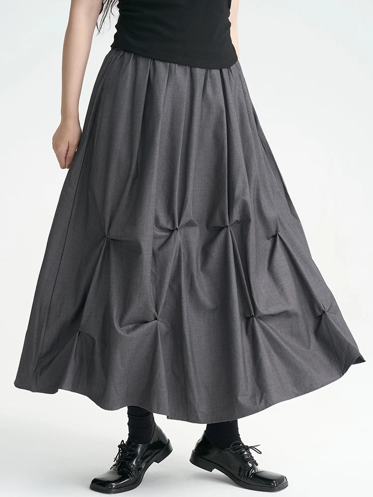 Jesienna nowa spódnica damska, unikalny design, czarna, modna, plisowana spódnica