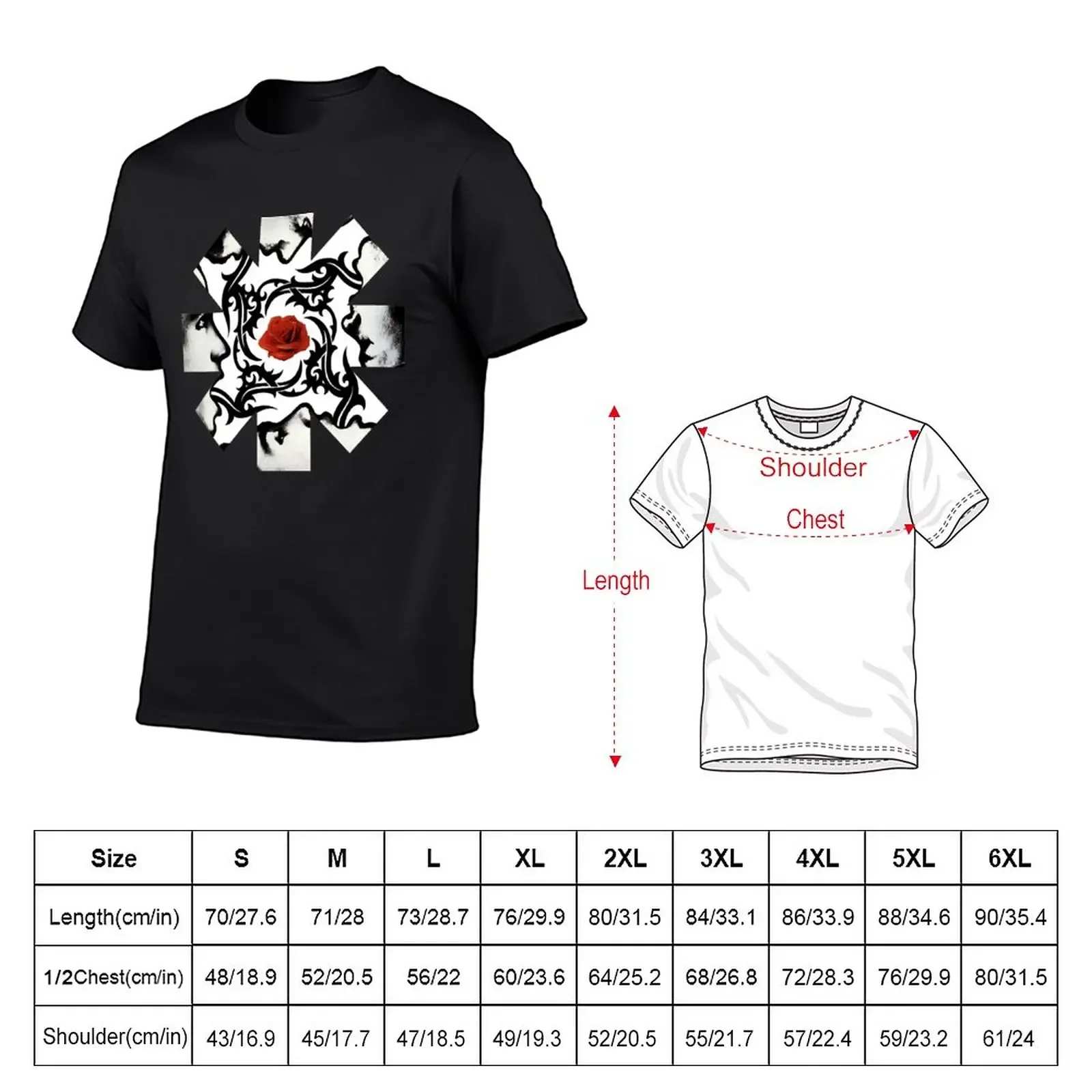 Red Rose on Center T-Shirt tops Aesthetic clothing big and tall t shirts for men