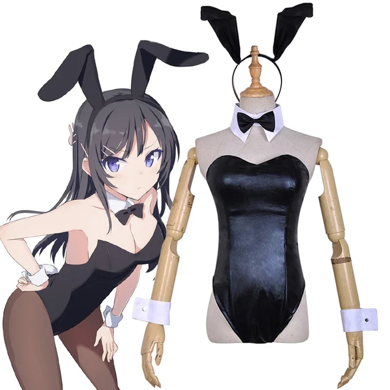 

Sakurajima Mai Cosplay Costume Rascal Does Not Dream of Bunny Girl Senpai Kawaii Sexy Bunny Girl Faux Leather Bunny Jumpsuit