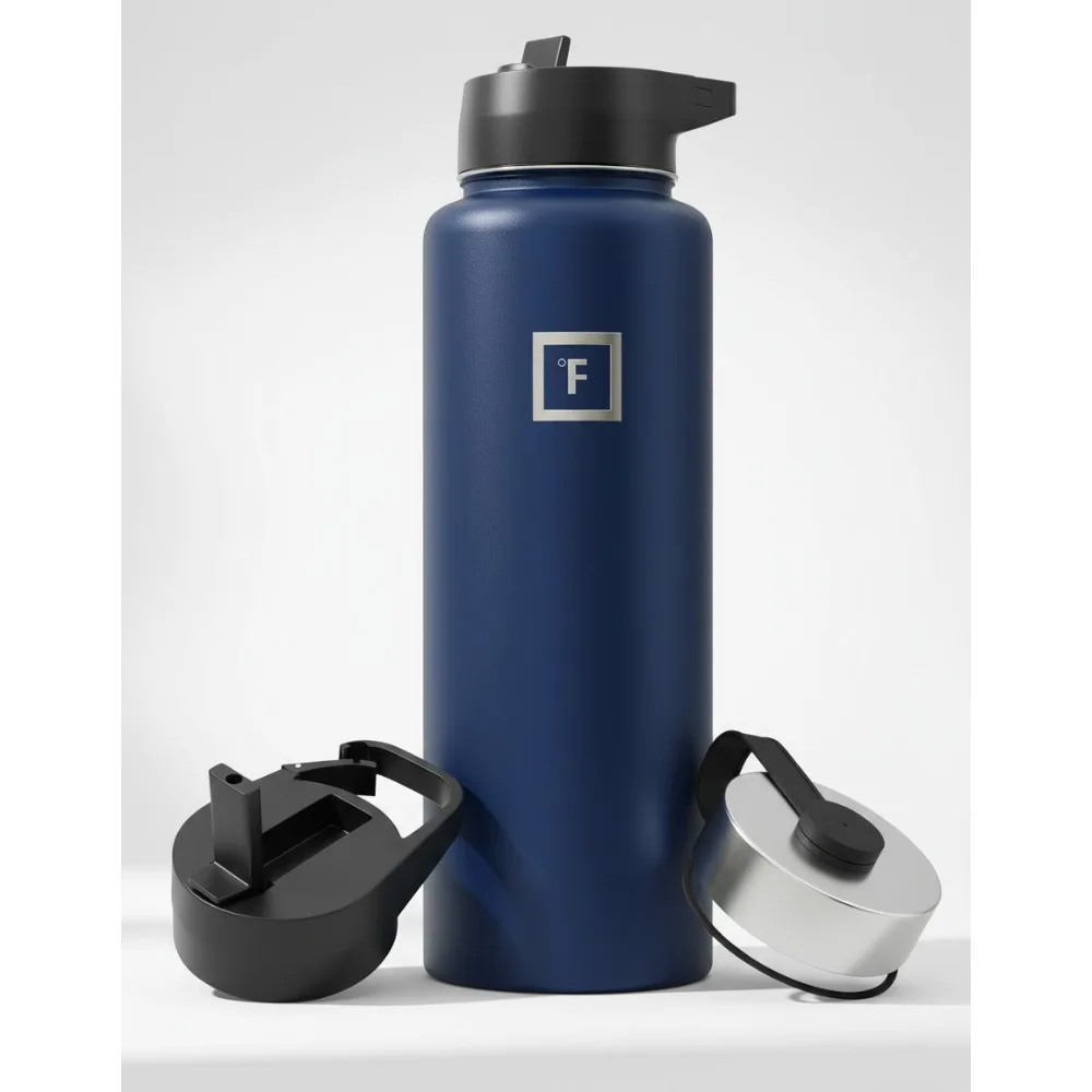 

Изолированная бутылка для воды из нержавеющей стали емкостью 40 унций с соломой, спортивная фляга с широким горлышком для кемпинга, пешего туризма, тренажерного зала