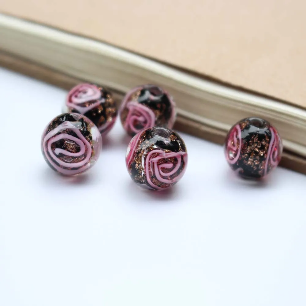 Black Glass Bead Flower Lampwork Beads  for Jewelry Making Diy Jewellery Supplies Kralen Bisuteria Handmade Perles Fabrication d