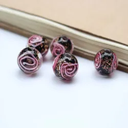 Black Glass Bead Flower Lampwork Beads  for Jewelry Making Diy Jewellery Supplies Kralen Bisuteria Handmade Perles Fabrication d