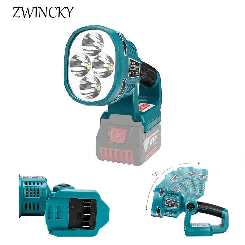 ZWINCKY Portable LED Warning Spot Light Work Lamp Flashlight Torch for Bosch 14.4V 18V Li-ion BatteryBAT618 BAT614 Work lighting