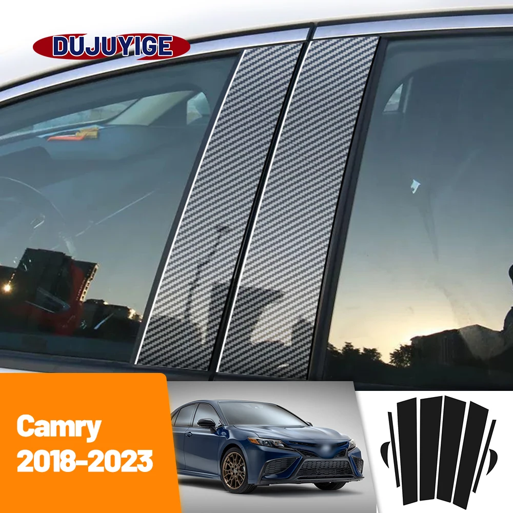 

For Toyota Camry XV70 2018-2023 2019 2020 2021 2022 Carbon Fiber Window Door Column Deal B C Pillar Post Cover Trim Sticker