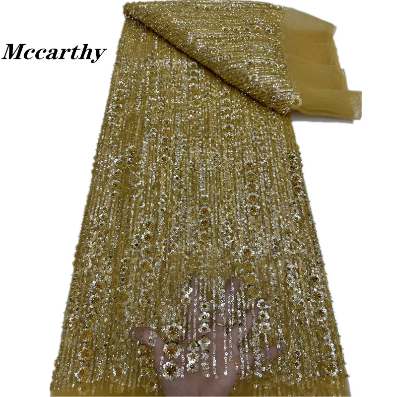 

Mccarthy Luxury African Beads Lace Fabric High Quality Nigerian Sequins French Lace Fabric for Wedding Party Sewing RF58KM-24