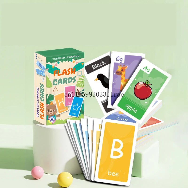 Early Education Flash Cards for Babies Learning ABC Alphabet Colors Numbers Shapes Animals Word Cards