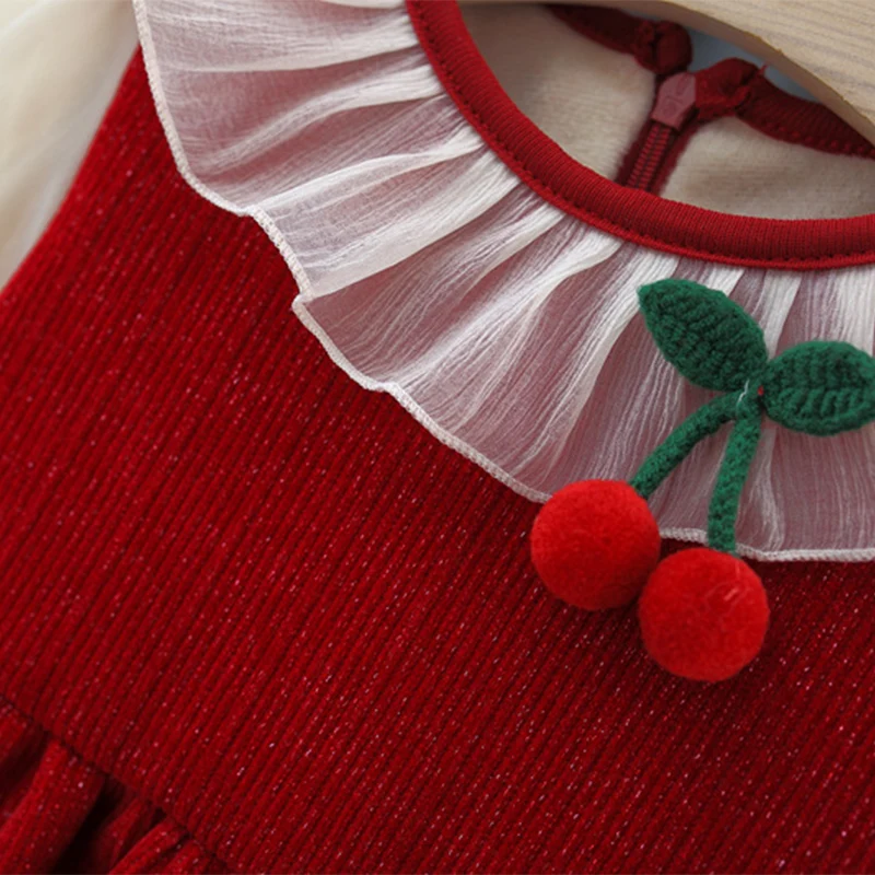 Baby Girl Dress Winter Girl Cute Cherry Mesh Princess Dress Sweet Beauty Girl s Birthday Party Dress Christmas Costume