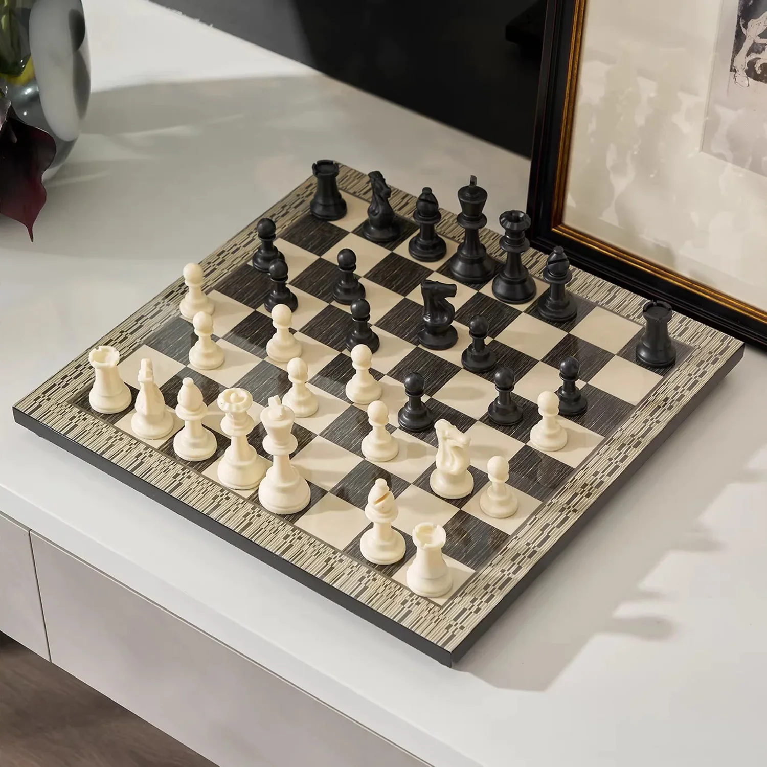 home wood paint chess ornaments chessboard coffee table home decoration