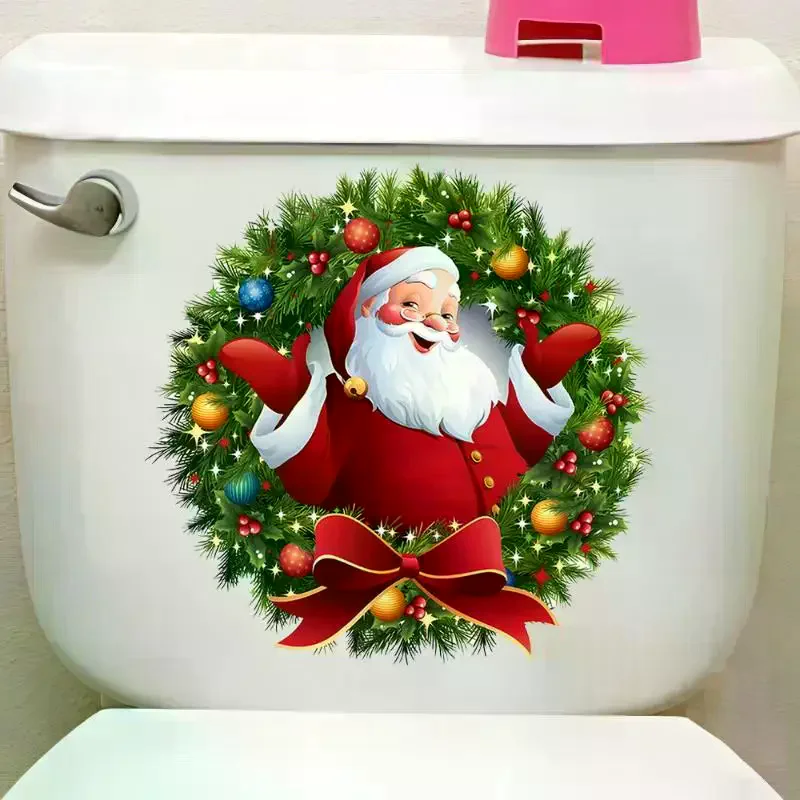 Christmas Snowman Tree Toilet Sticker Merry Christmas Party Decoration Xmas Bathroom Decor Navidad Natal New Year Gift