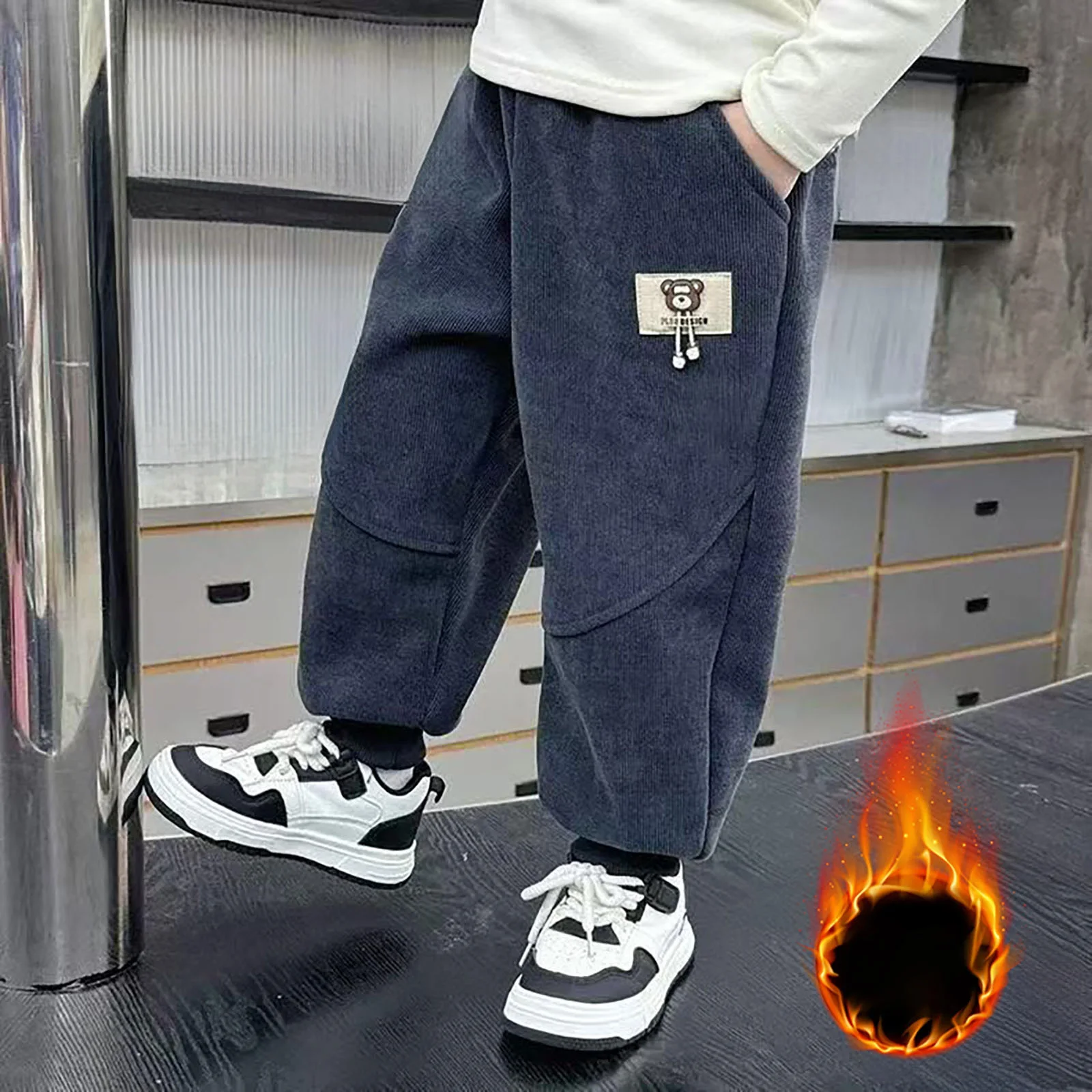 

Fleece Pants Toddler Boys Trousers Children'S Fleece Trouser Sportswear Small And Medium Sized Bottom Streetwear Warm Clothes
