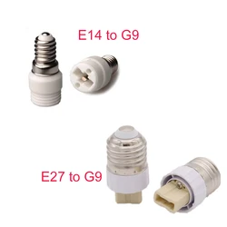 2pcs E14 To G9, E27 to G9 Light Socket Adapter Fireproof Porcelain G9 LED Halogen CFL Lamp Bulb Base Holder Converter Extender