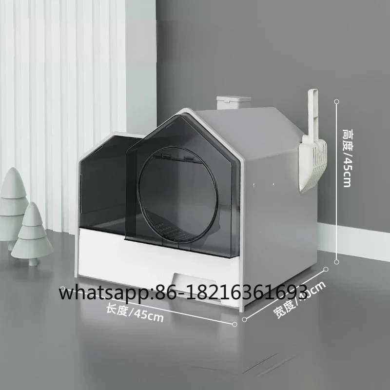 

Villa Rabbit Toilet Portable Kattenbak Cat Accessories Square Closed Cat Litter Box Green House One Hit Sieve Training Kit