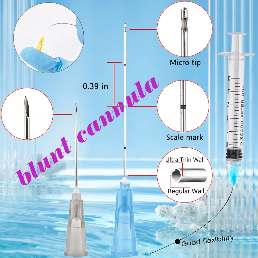 Siringa per cannula per aghi per tatuaggio per piercing al corpo smussato monouso da 10 pezzi