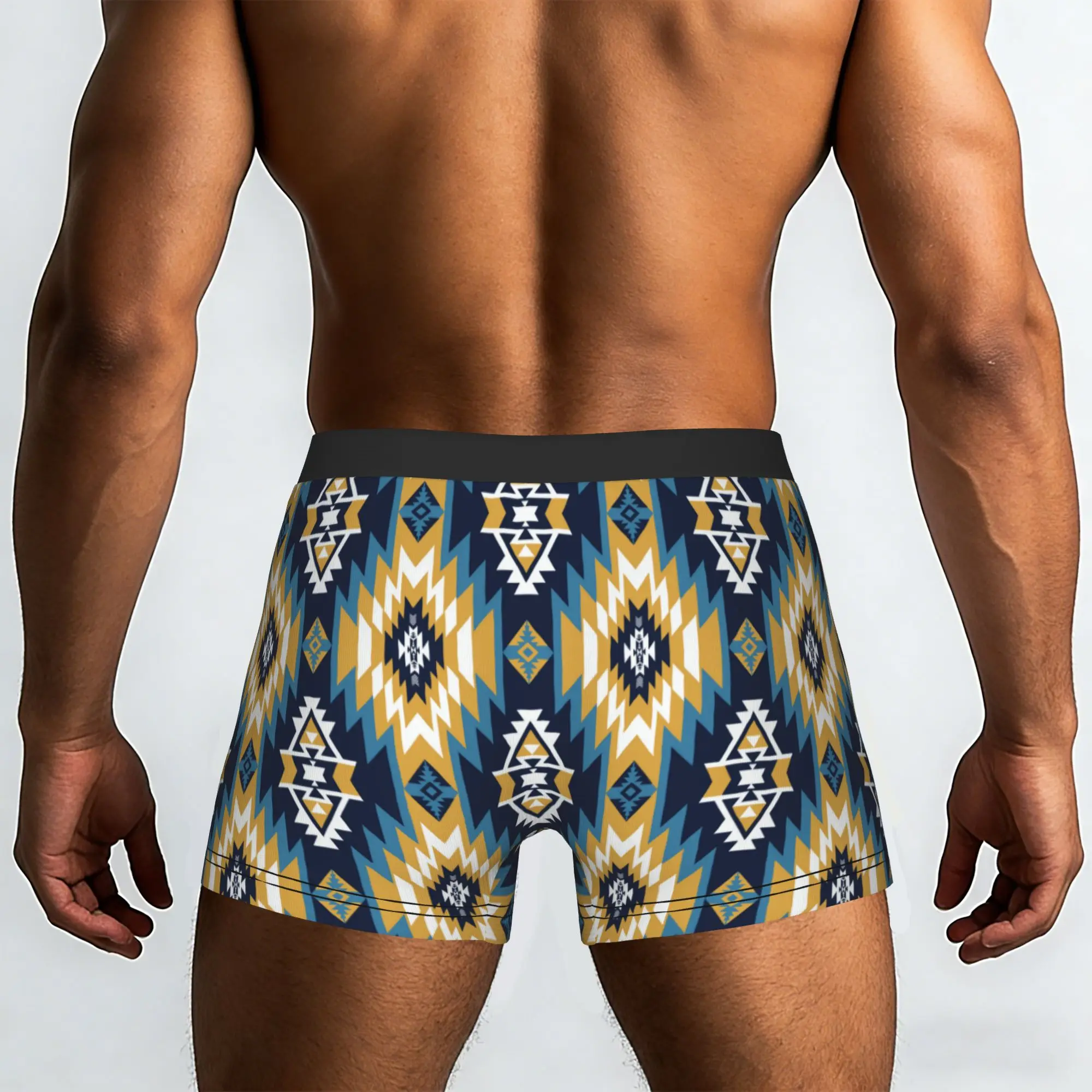 Custom Male Native American Indian Pattern Southwestern Aztec Tribal Underwear Boxer Briefs Breathable Shorts Panties Underpants