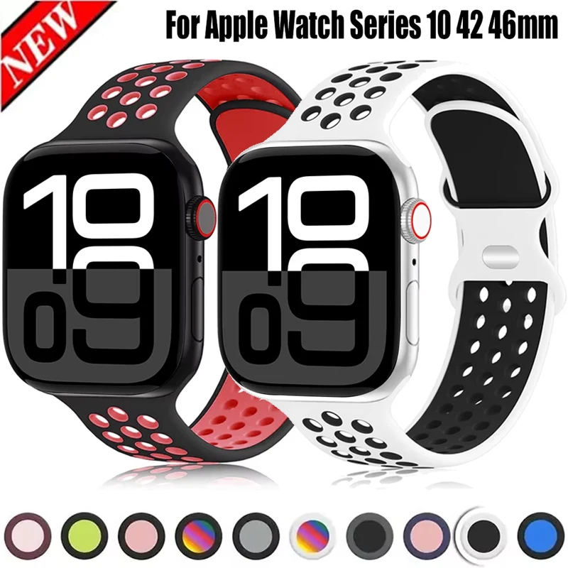 for Apple watch band 42mm 46mm 45mm 44mm 49mm 41mm 40mm 38 Sport Silicone bracelet correa Series 10 9 8 7 6 5 3 4 SE Ultra strap