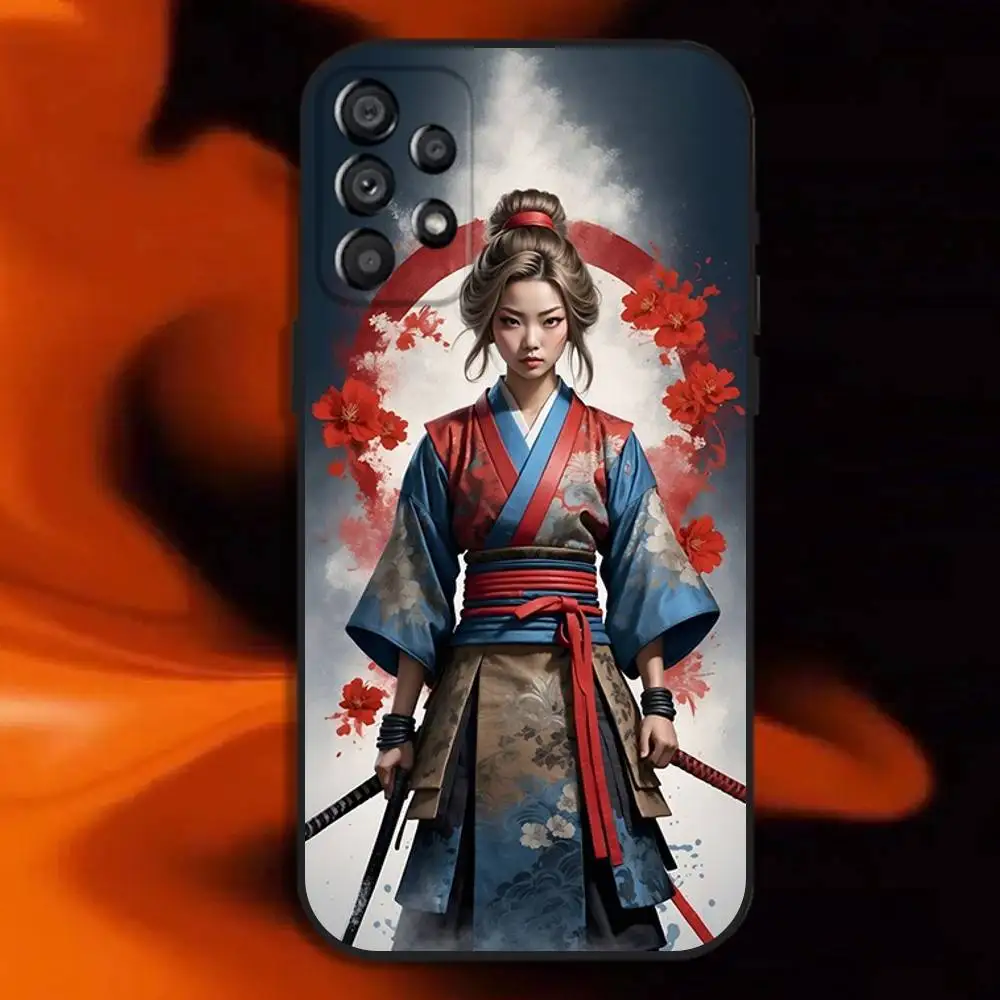 Чехол для телефона Samurai Warrior Geisha для Samsung Galaxy A20, A21s, A22, A31, A32, A52, A53, A72, 73, A80 Мягкий черный чехол