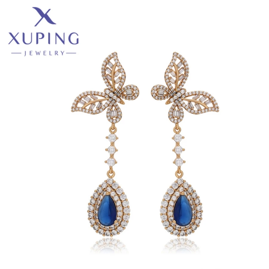 Xuping Jewelry Fashion Polychrome Zirconia Gold Color Piering Hang Earrings for Women Schoolgirl Christmas Gifts X000840730