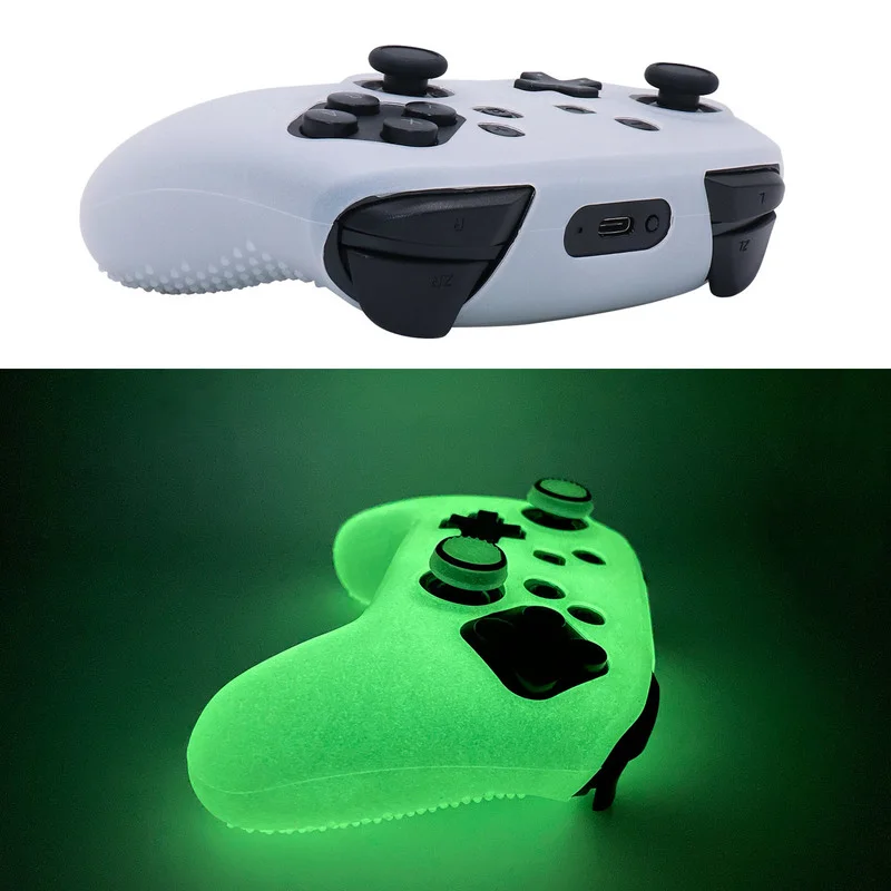 توهج في الظلام مضيئة لينة سيليكون الحال بالنسبة التبديل برو ألعاب اكسسوارات غمبد جويستيك غطاء ل التبديل برو تحكم الجلد