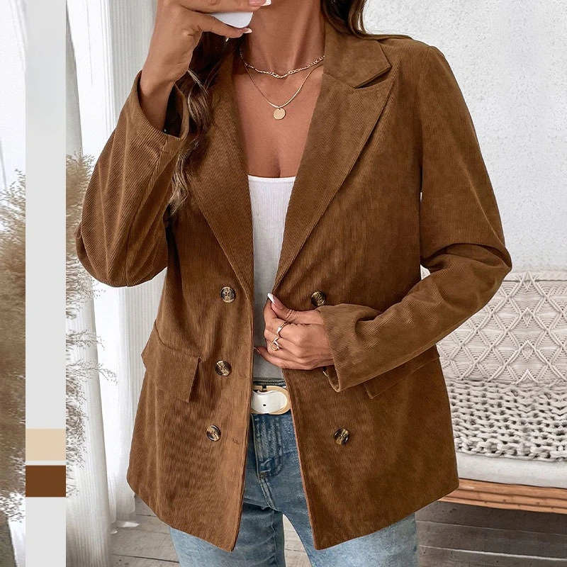 

Women Vintage Brown Belt Lace Up Jacket Fashion High Waist Lapel Long Sleeve Short Coat Autumn Office Lady Commute Outwear