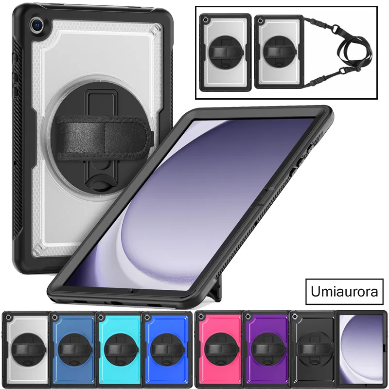 

For Samsung Tab A9 8.7" SM-X110 A9+ A11 Plus 11 inch SM-X230 X210 X130 Shockproof Tablet Case Cover Hand Strap Stand Armor Funda