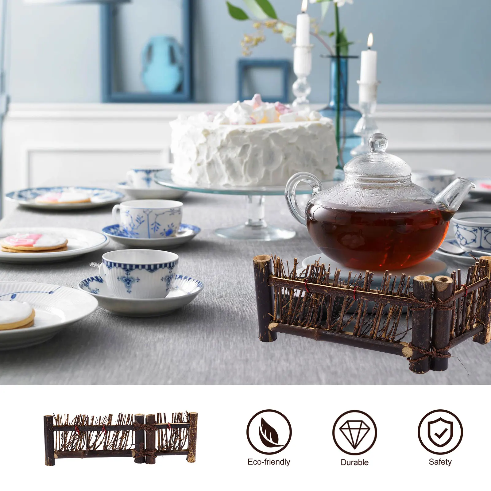 

Handmade Japanese Style Wooden Fence Ornament Mini Folding Screen Tea Ceremony Decoration Micro Landscape Bonsai Decor