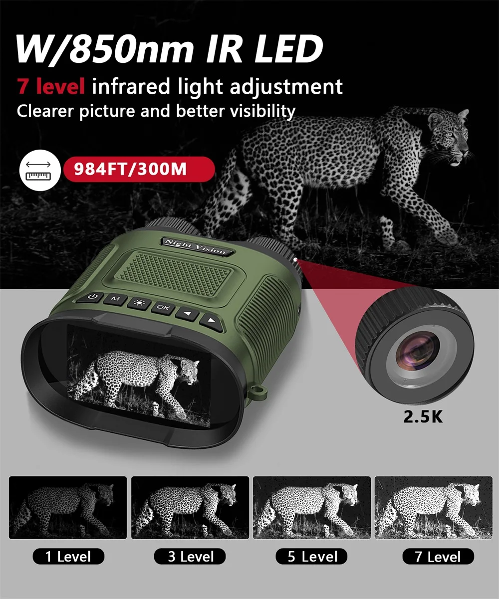 DT29 Infrarot-Digital-Nachtsichtfernglas mit 2,5 K UHD 40 MP Teleskop 8-fachem Zoom 10-fach optisch für Jagdcamping – Detail 5