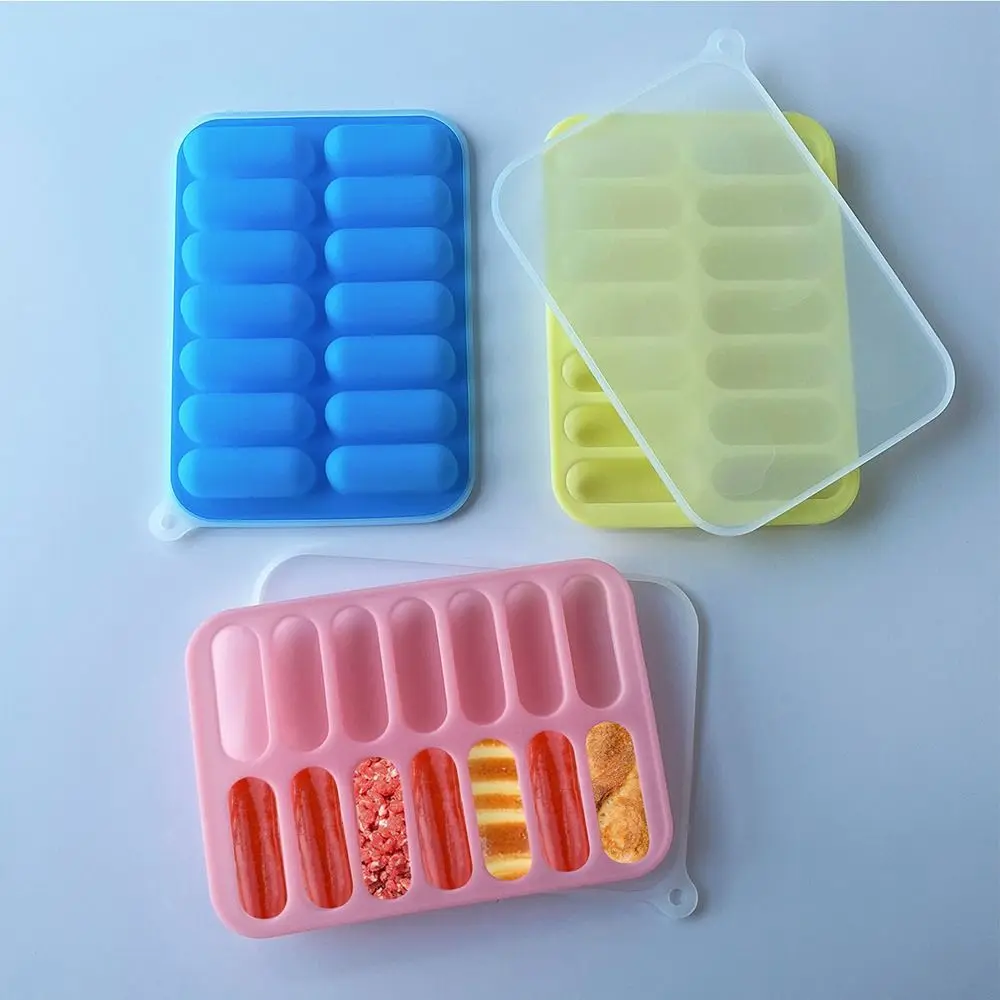 1Pc High Quality Non-Stick Sausage Maker Mould 14 Form DIY Hot Dog Maker with Lid Silicone Mold Patty Makers Cooking Tools