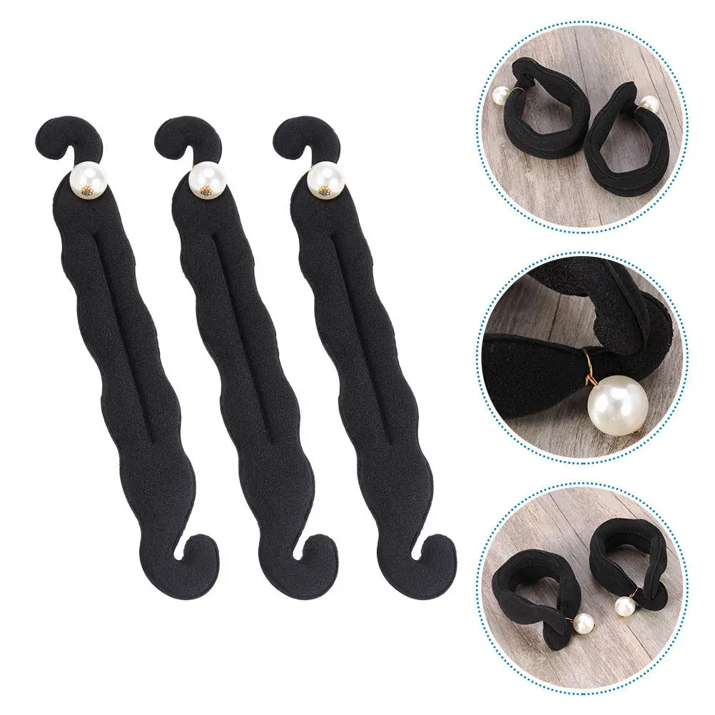 3pcs Pearl Hair Bun Maker Donut Holder for Women – Lightweight Sponge, Elegant French Style, Adds Volume & Fullness