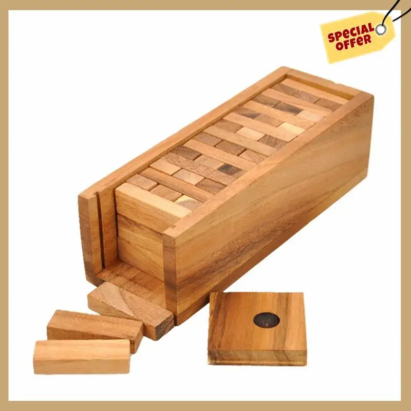 لعبة برج التراكم الخشبي - مثالية لألعاب الحفلات، ألعاب خارجية للبالغين والأسرة، ألعاب مكعبات التراص الكلاسيكية، متينة