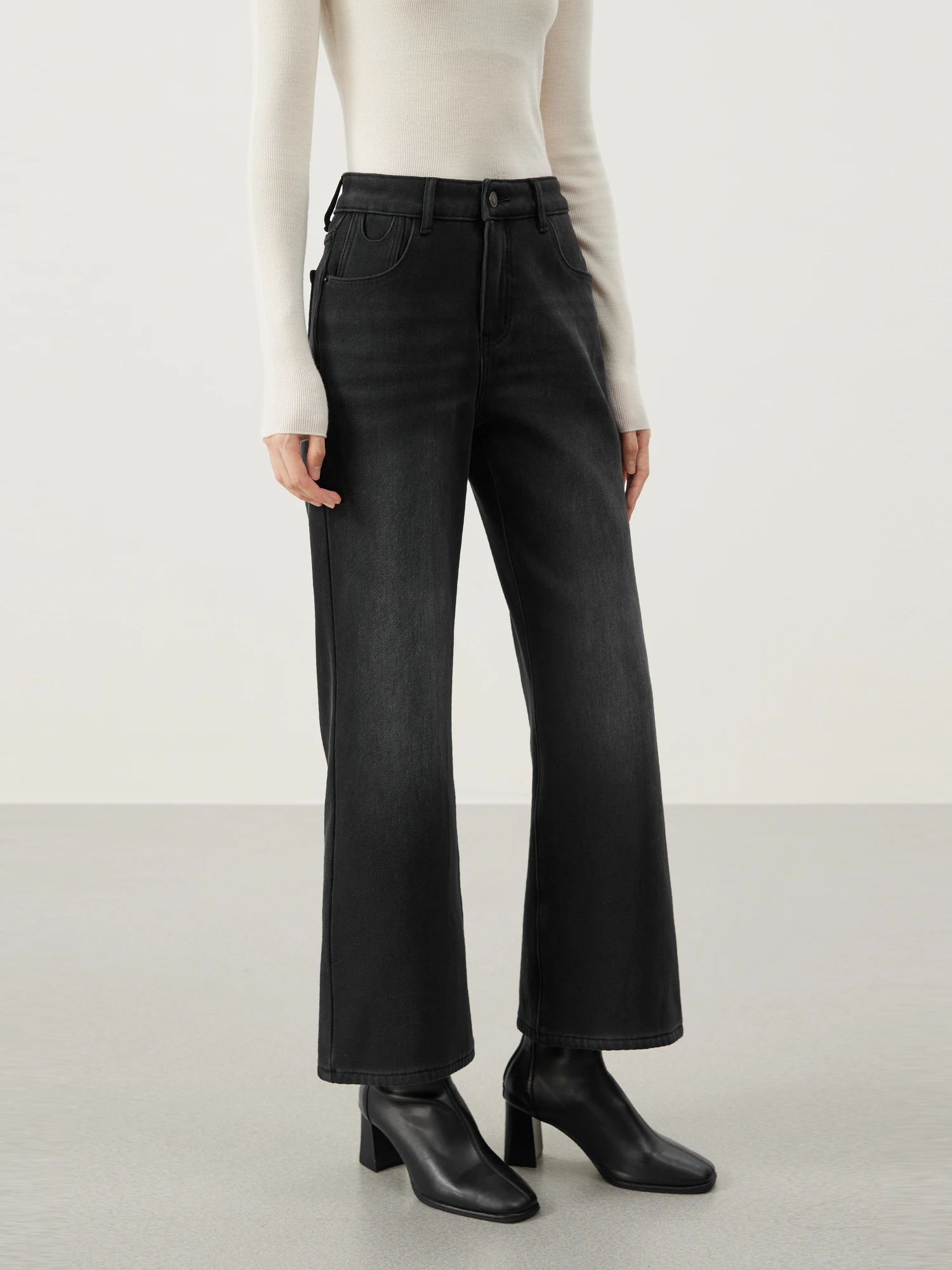 

Классические прямые джинсы с завышенной талией в стиле ретро, женские повседневные джинсовые брюки-колокольчики Quali Mijor Mnz3448