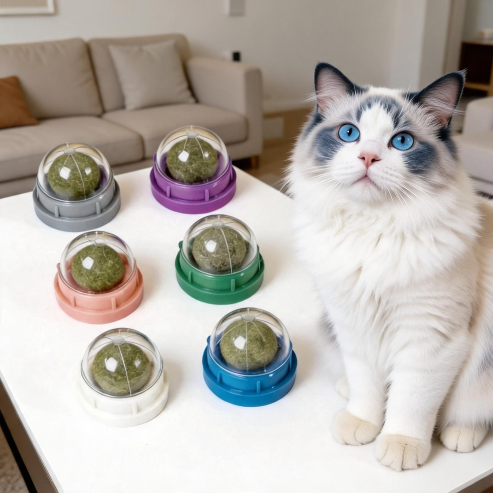  2/4/6pcs Catnip Ball Cat Catnip Wall Stick-on Ball Toy Healthy Natural Cleansing Cat's Intestinal Pet Cat Grass Catnip Snack