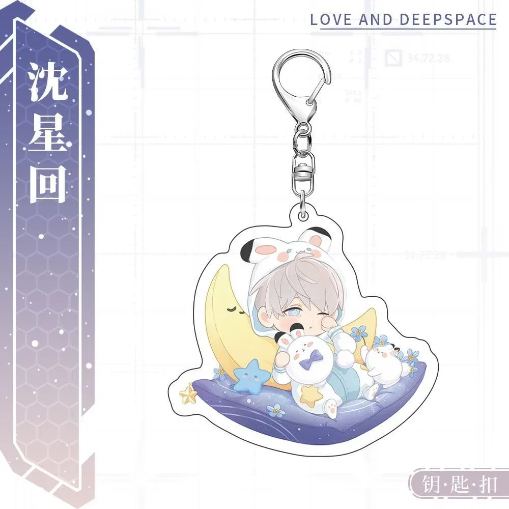 Anime Love and deepspace Rafayel Xavier Zayne Cosplay Acrylic Interlayer Keychain Backpack Pendant Accessory Cartoon Decoration