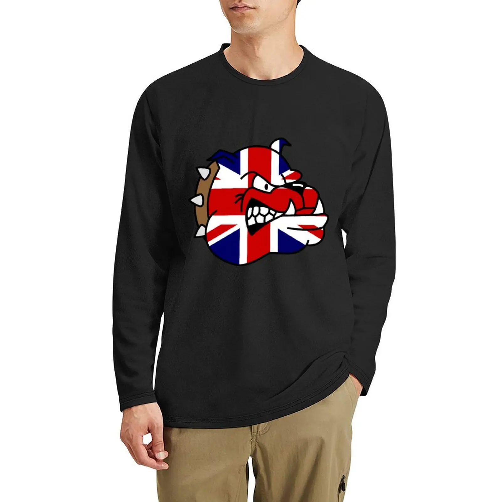 

Union Jack Flag British Bulldog Long T-Shirt vintage clothes tees custom t shirts anime clothes mens cotton t shirts