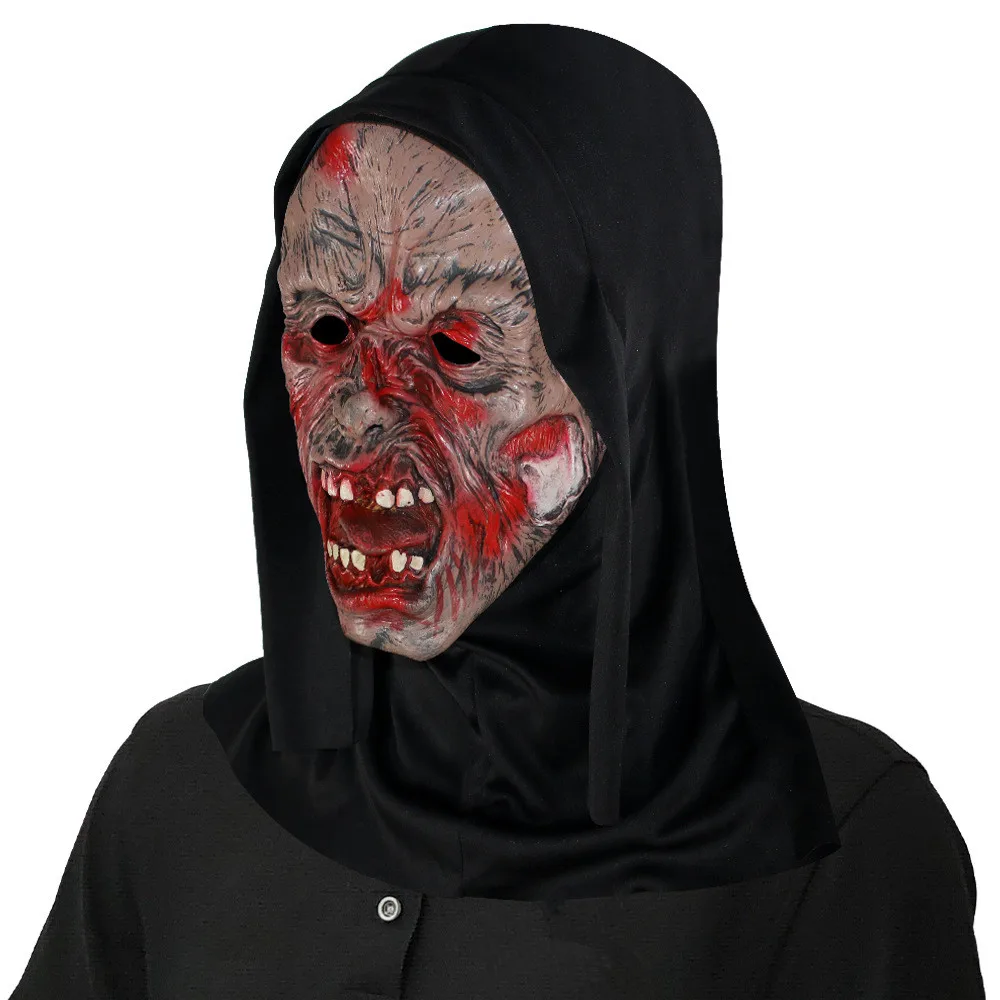 Gruselige Zombie-Bio-Monsterkopfmaske mit scharfen Zähnen, Halloween-Maske für Erwachsene für Horror-Geisterhaus-Themenparty-Cosplay – Detail 3