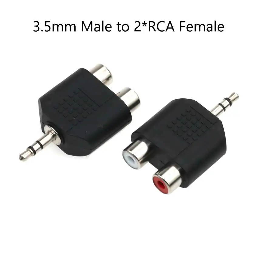 YuXi 1pc 3.5mm Audio Stereo Jack Female To 2 RCA Male Audio Jack Connector Adapter Converter for Speaker Power Amplifier