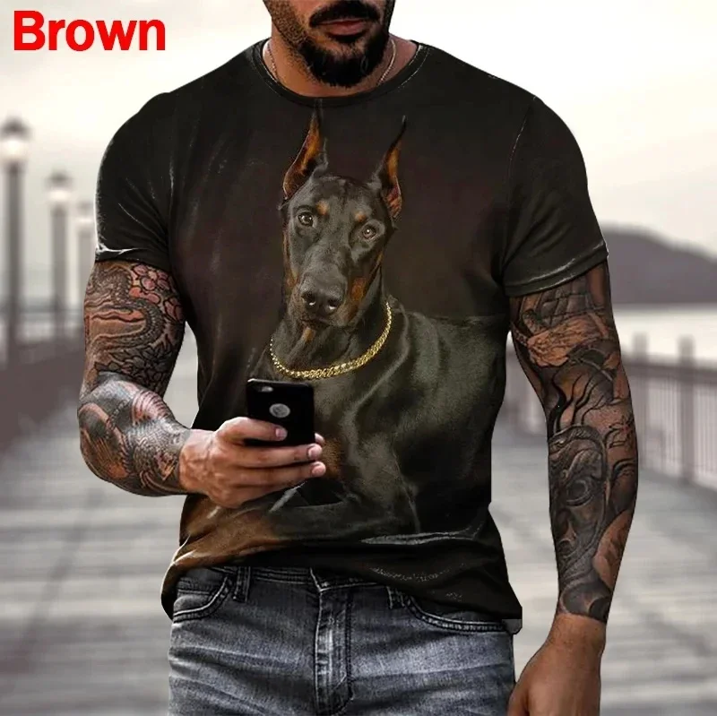 New Fashion Summer Hot Sale 3D Doberman Men'swomen's T Shirt 3D Printing Short-sleeved Round Neck Animel Dog Tops Tshirt Tees