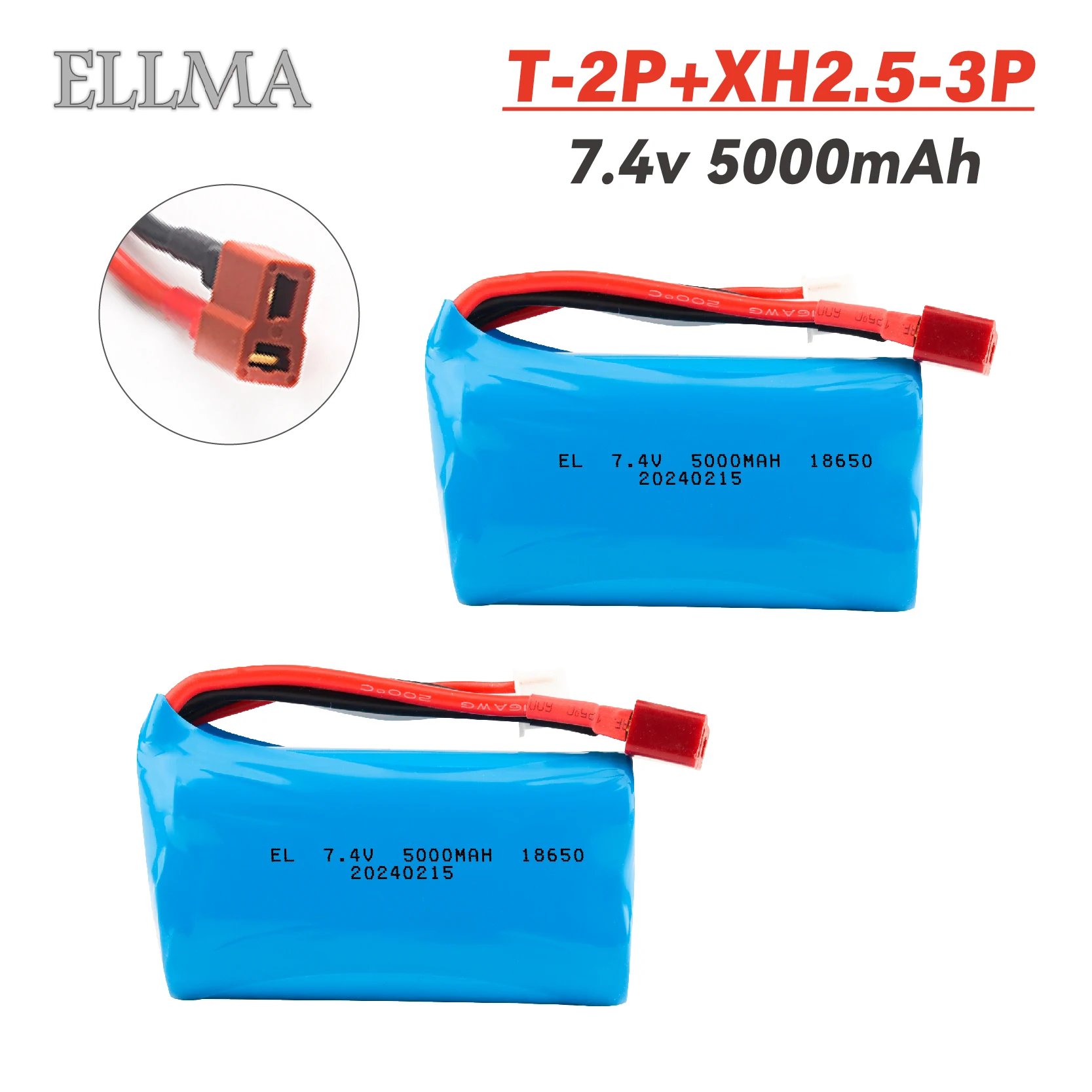 

18650 7.4v 5000mAh Rechargeable Battery with T Plug for SCY-16102PRO SCY-16101PRO SCY-16103PRO SCY-16201PRO Rc toys 2S RC Parts