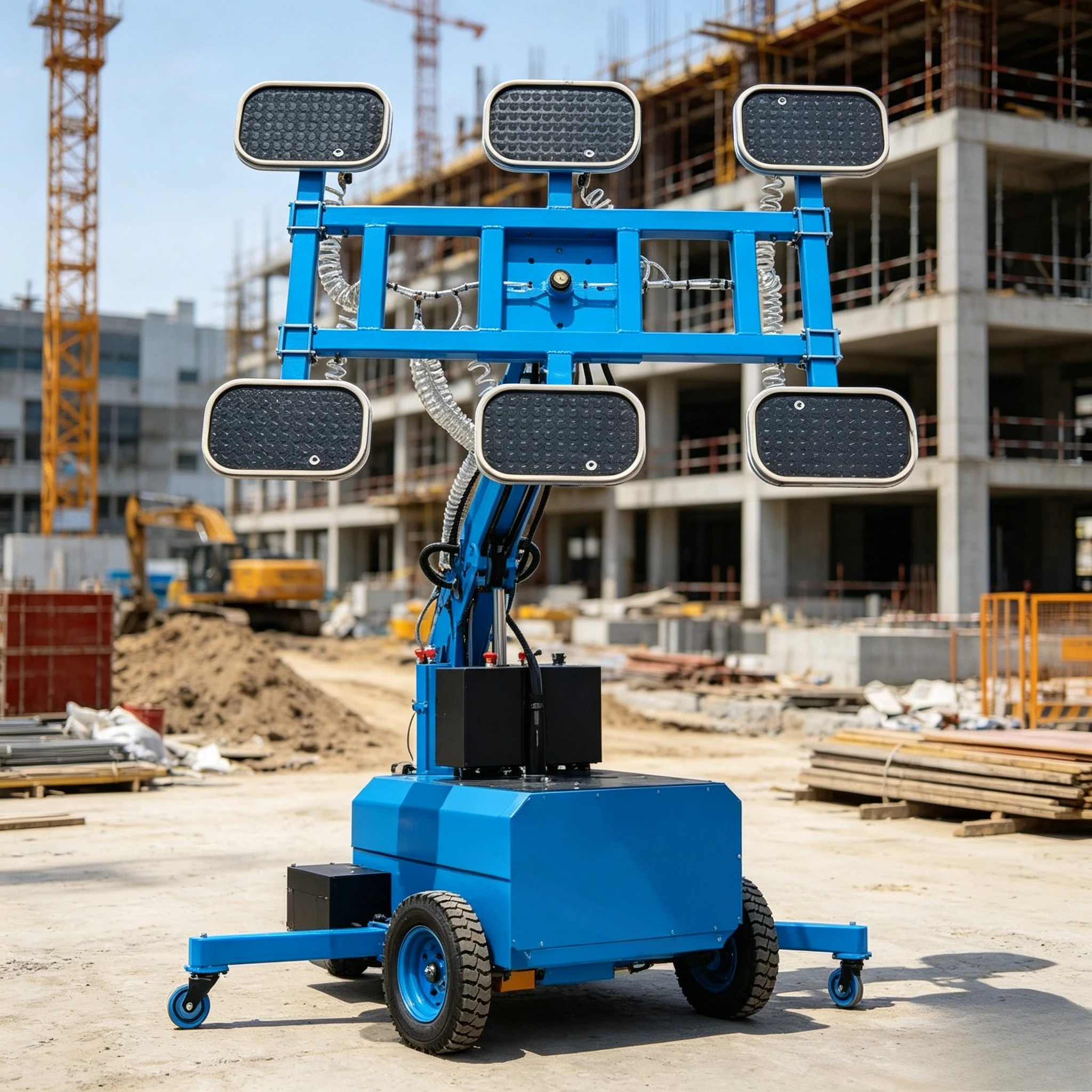 Vacuum Curtain Wall Glass Manipulator 800 Kg Handling Robot Arm Electric Glass Installation Suction Cup Cart Customized