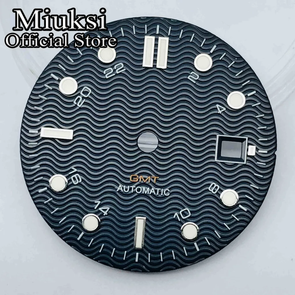 Miuksi 31mm black blue white watch dial luminous fit NH34 NH35 ETA2824 2836 Mingzhu DG2813 3804 Miyota 8205 8215 821A movement