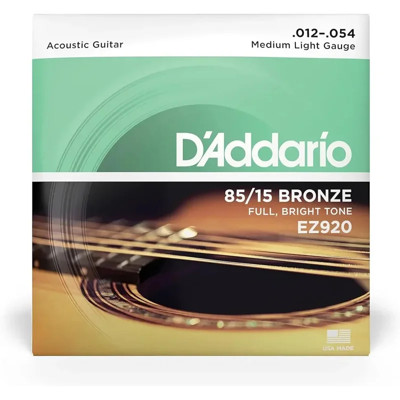 EZ920 12-54 Acoustic Guitar Strings - 85/15 Bronze For 6 String Guitar - Full, Bright Tone Medium Light Guitar Accessories