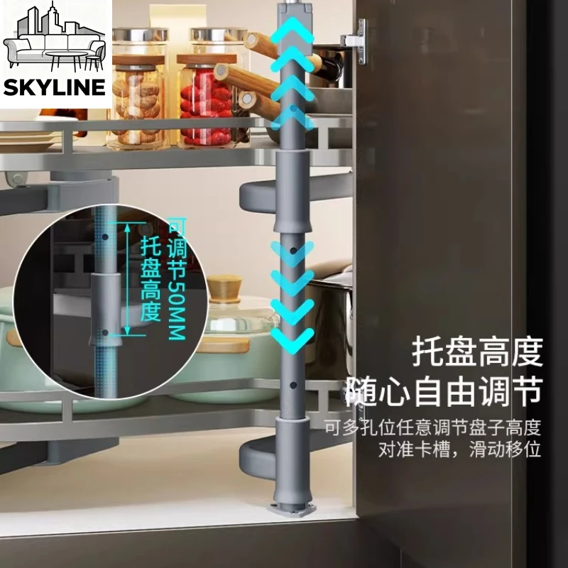 Corner basket, kitchen cabinet, rotating little monster flying saucer, single and double-layer storage, corner basket.