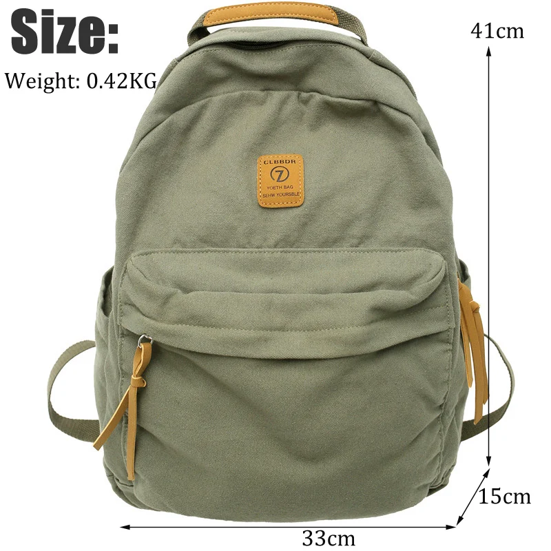 New Casual Cool Girl Boy Canvas Green Laptop Student Bag Trendy Women Men College Bag Female Backpack Male Lady Travel Backpack