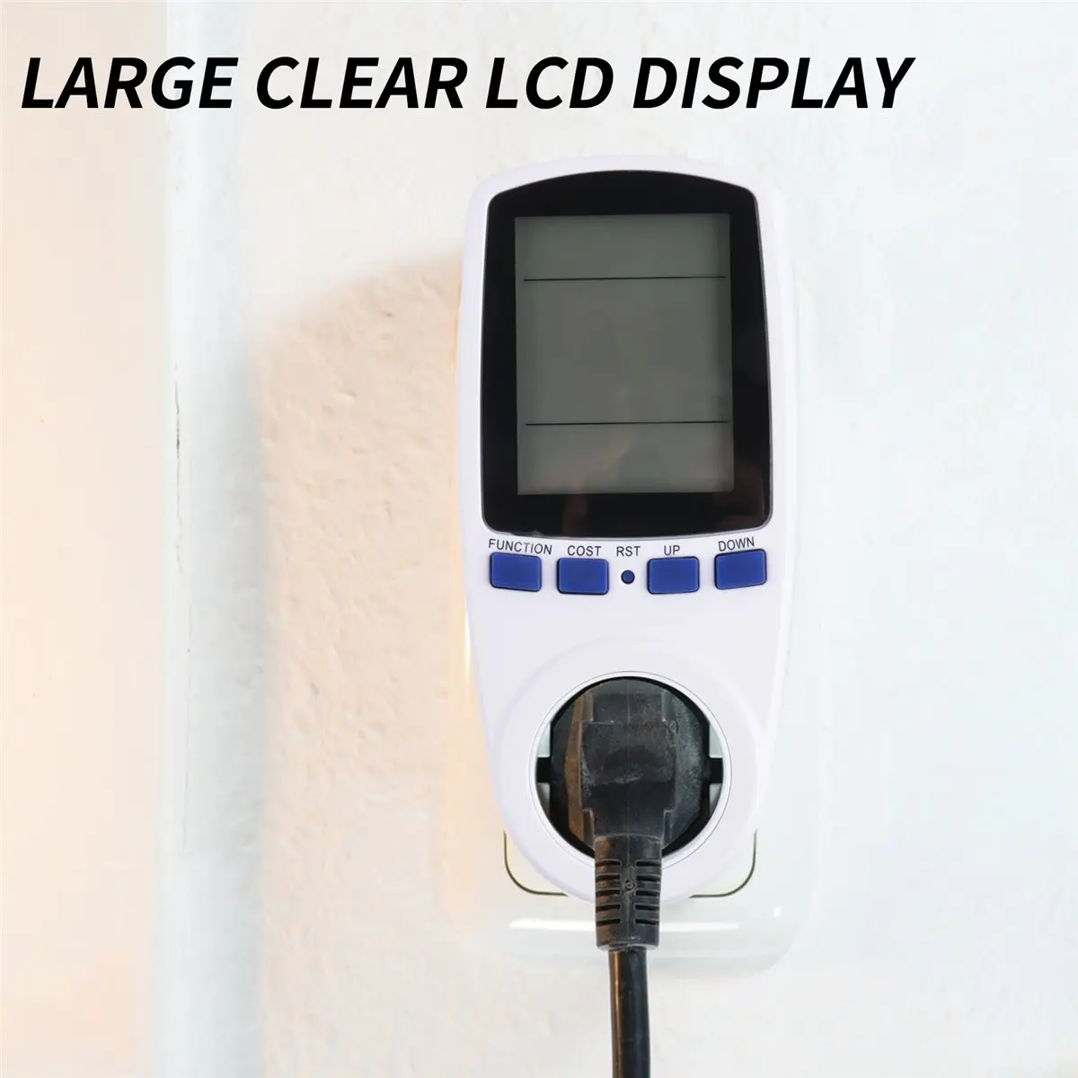 #18N Digital  Meter  with EU ,220V Digital LCD Power Meter Wattmeter Socket Wattage Kwh EU Plug (Plastic)