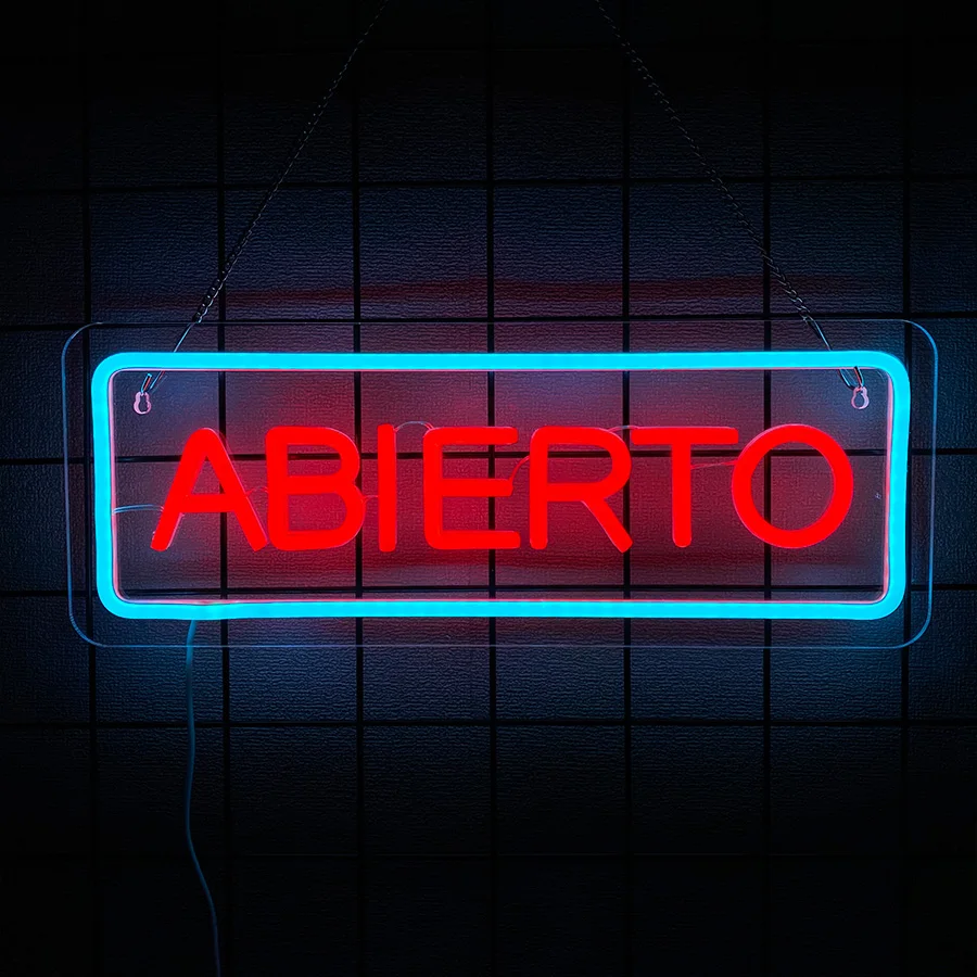 Abierto LED 네온 사인, 다양한 상점에 대한 비즈니스 스페인어 오픈 사인, 방 장식으로 상점 벽 창에 걸기에 적합 썸네일 6