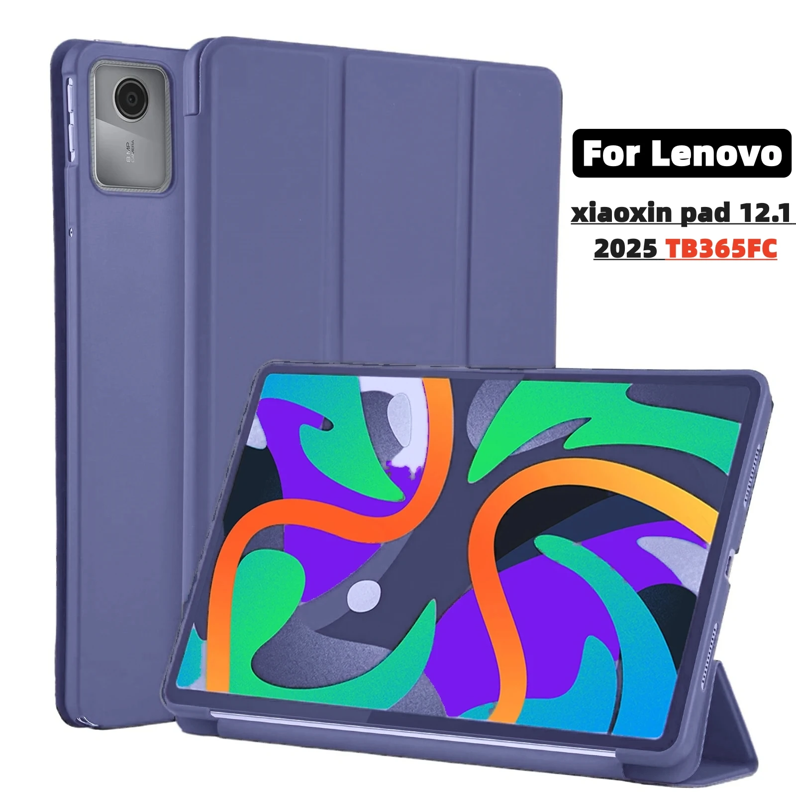 

Чехол для Lenovo Xiaoxin Pad 12,1 2025 12,1 дюйма, мягкая задняя крышка из ТПУ, тройной магнитный чехол-подставка для планшета xiaoxin Pad TB365FC
