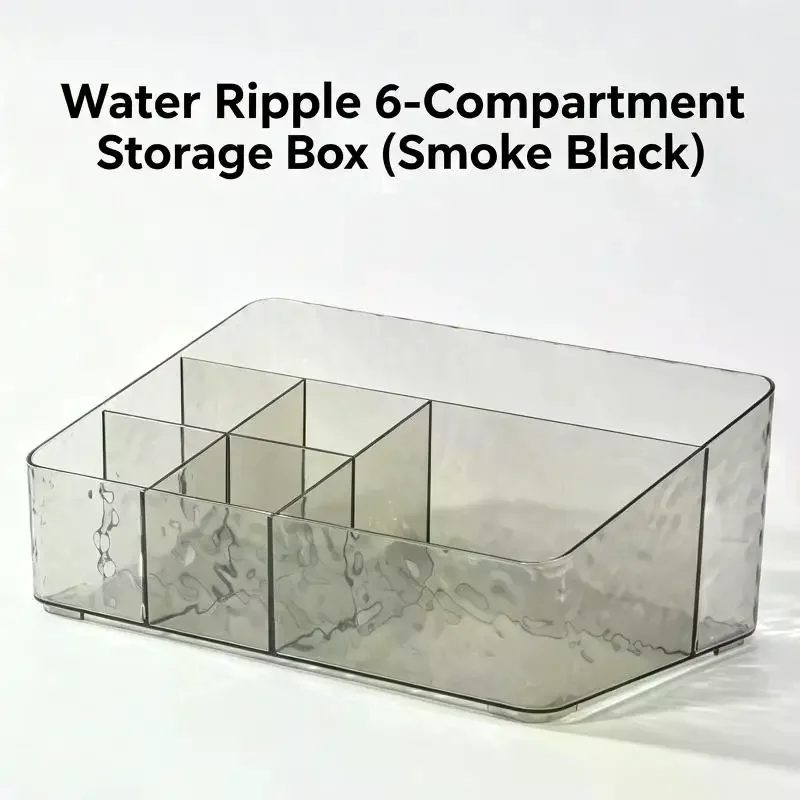 1Pcs 6 Grids Cosmetic Storage Box Senior Sense Of Light Luxury Desktop Makeup Box Transparent Visible Moisture Proof Shelf