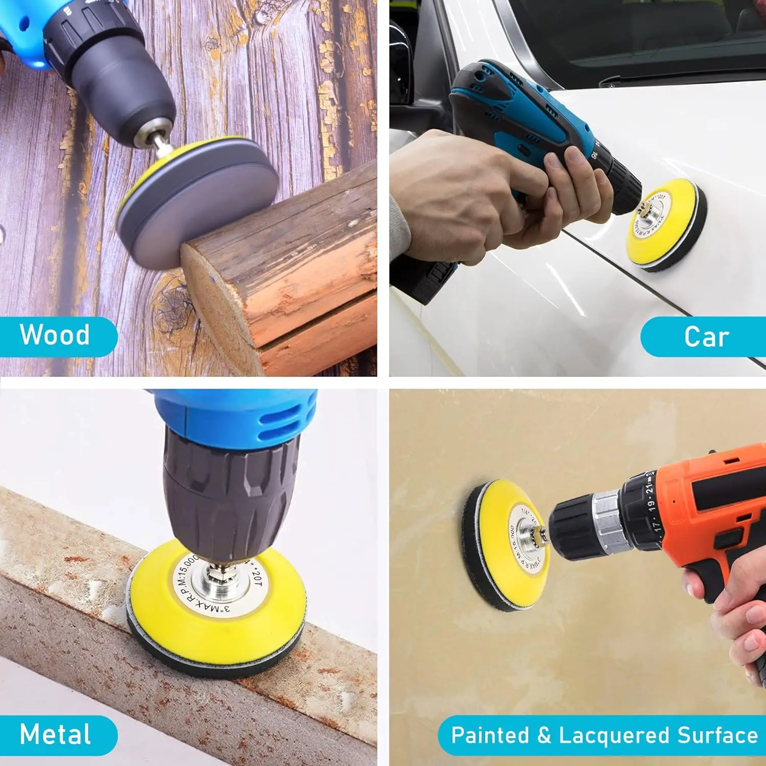 3 Inch Wet Dry Sanding Paper Kit 63 Pcs 60 - 7000 Assorted Grit with 1/4” Backing and Interface Pad for Automotive Wood Polish
