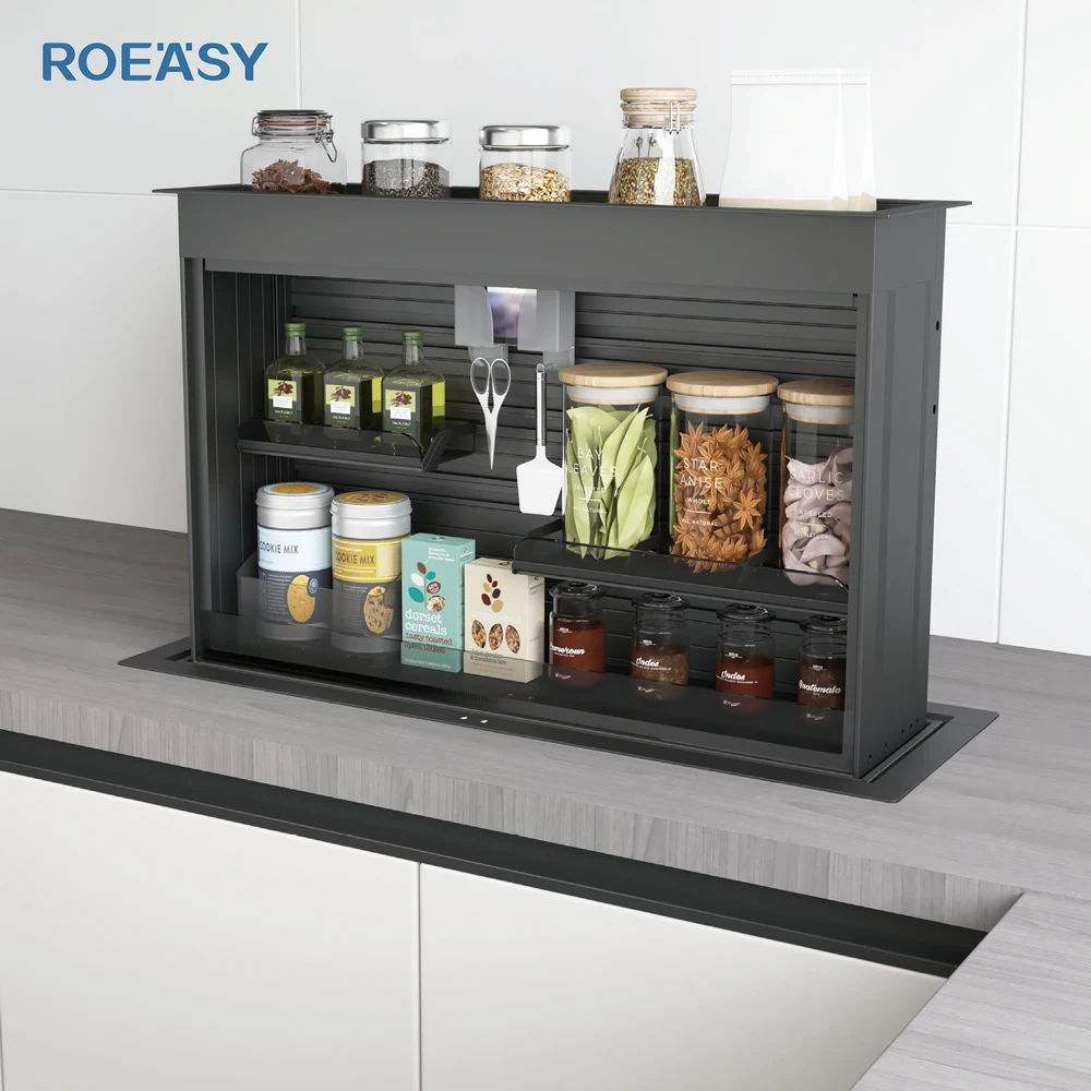 For Modern Intelligent Kitchen Automatic Cabinet Voice Control Electric Lifting Rack with Pantry Lift Basket in Cabinets